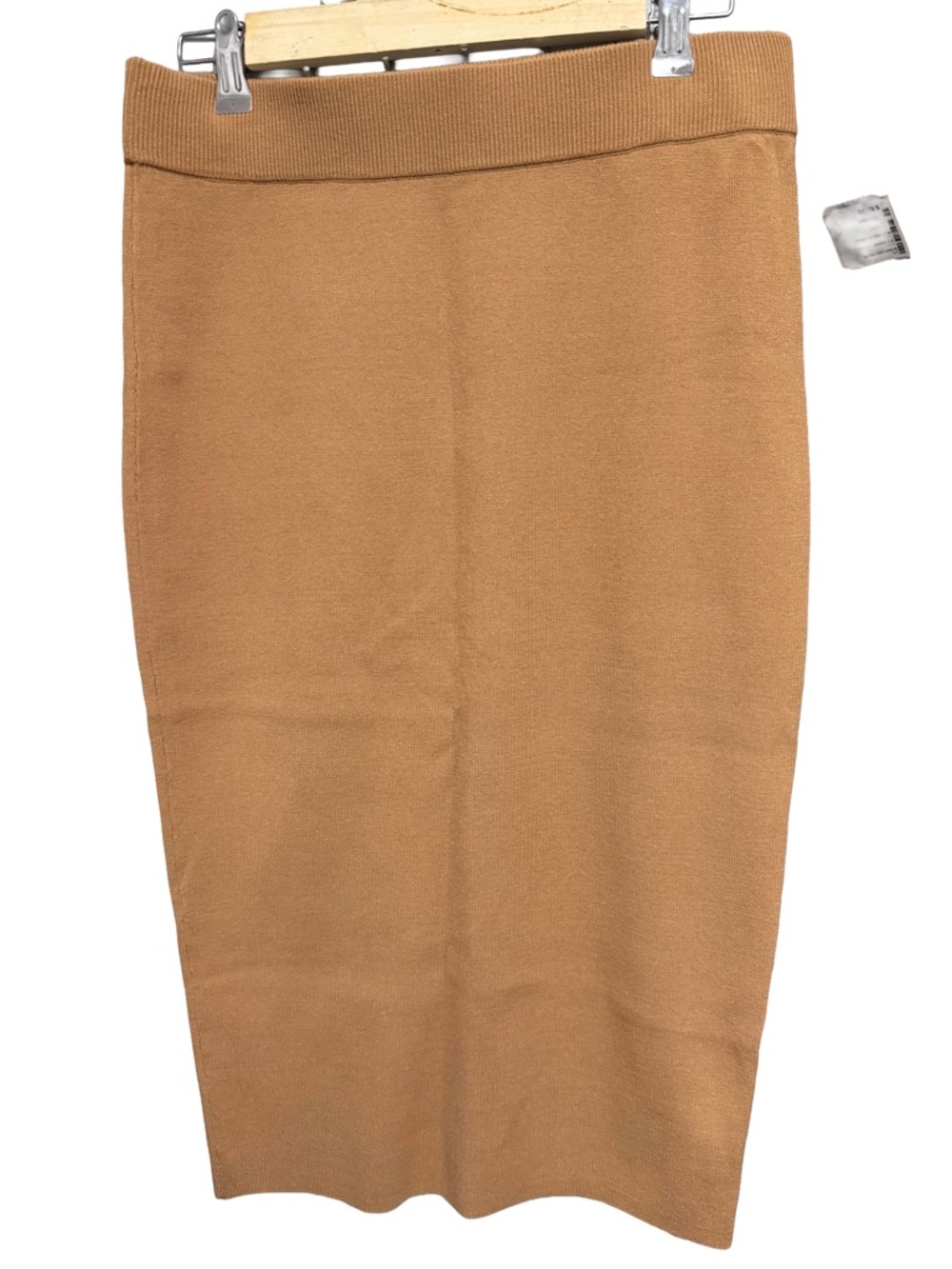 Kimi & Kai Women's Size Large Mustard Brown Knit Pencil Skirt